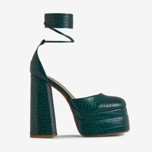 Green Croc Embossed Platforms